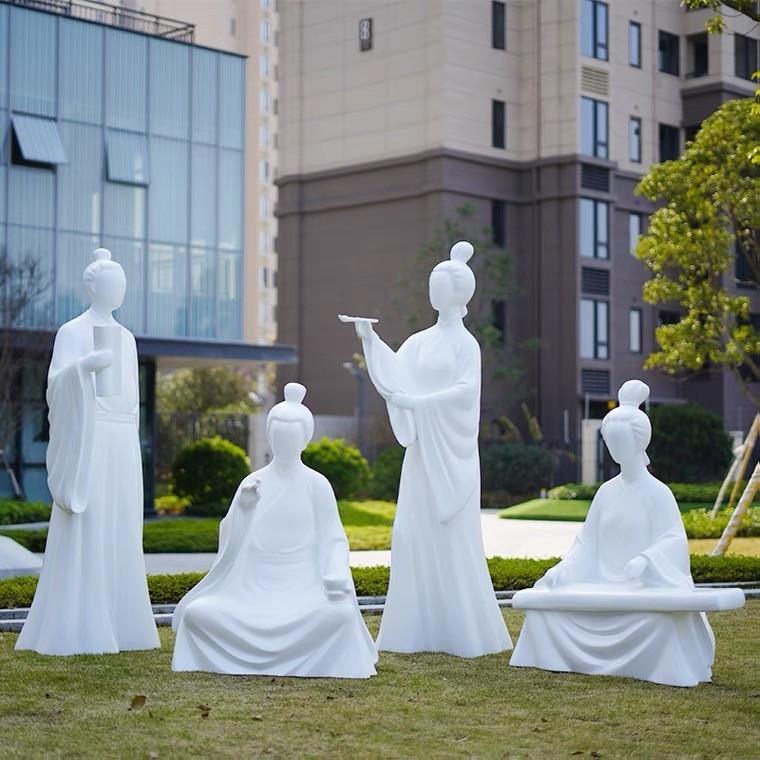 武汉玻璃钢雕塑厂玻璃钢抽象人物琴棋书画雕塑