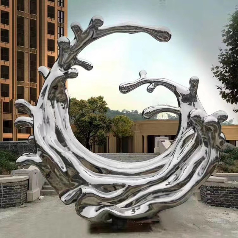 武汉不锈钢雕塑厂不锈钢镜面浪花雕塑
