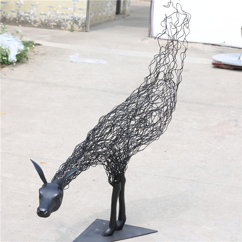 金属铁艺抽象不锈钢鹿雕塑